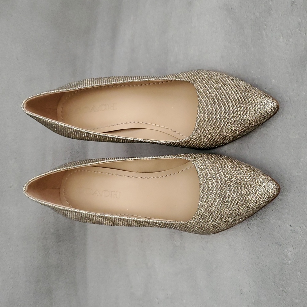 COACH Addie Gold Glitter Pointed Toe Pump Heels SIZE: 8.5B - Picture 3 of 12